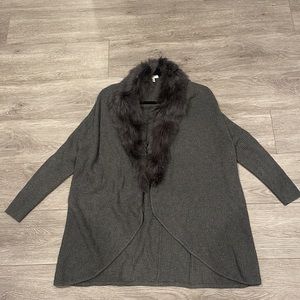 Joie real rabbit fur wool cashmere blend cardigan with removable fur Size Small